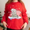 Disneyland Cute Dumbo Santa Flying Elephant Christmas Light Sweatshirt