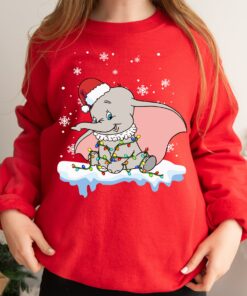 Disneyland Cute Dumbo Santa Flying Elephant Christmas Light Sweatshirt