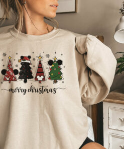 Disneyland Cute Mickey Minnie Christmas Tree Sweatshirt Trendy Unique Xmas Gift
