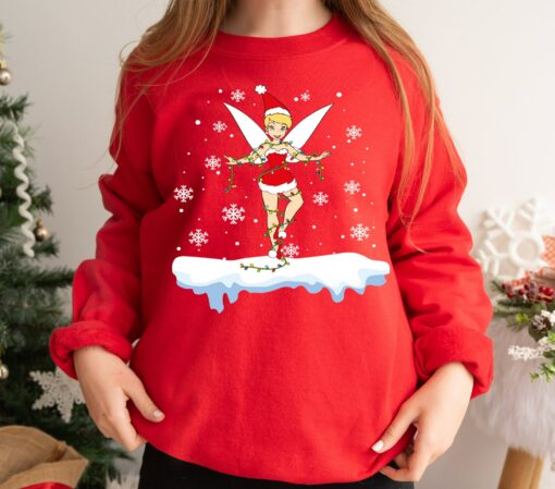 Disneyland Cute Santa Tinker Bell Christmas Matching Holiday Sweatshirt