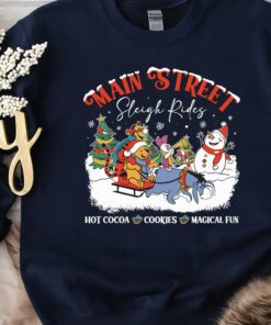 Disneyland Cute Winnie The Pooh And Friends Main Street Sleigh Rides Christmas Sweatshirt