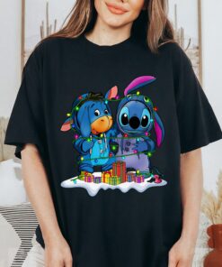 Disneyland Eeyore And Stitch Custome Snow Winnie The Pooh Lights Sweatshirt Lovely Unique Xmas Gift