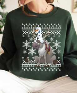 Disneyland Frozen Olaf Sven Riding Antlers Ugly Sweater Christmas Cute Sweatshirt Unique Xmas Gift
