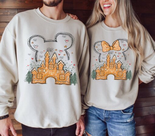 Disneyland Gingerbread Cookies Castle Mickey Minnie Christmas Sweatshirt Lovely Unique Xmas Gift