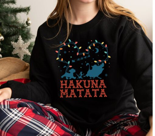 Disneyland Lion King Simba Pumbaa Timon Hakuna Matata Christmas Holiday Sweatshirt