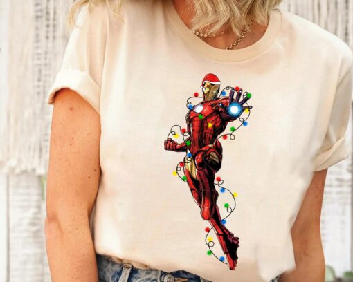 Disneyland Marvel Avengers Santa Iron Man Christmas Lights Sweatshirt Cool Unique Xmas Gift