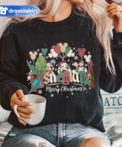Disneyland Merry Christmas Balloons Mickey and Friends Sweatshirt