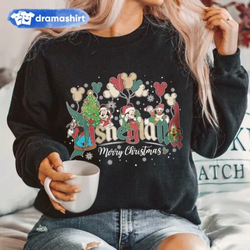 Disneyland Merry Christmas Balloons Mickey and Friends Sweatshirt