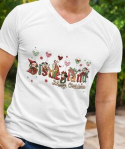 Disneyland Merry Christmas Mickey Minnie Pluto Goofy Donald Daisy With Balloon Christmas T-shirt