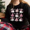 Disneyland Mickey And Friends Pink Christmas Tree Snowman Sweatshirt