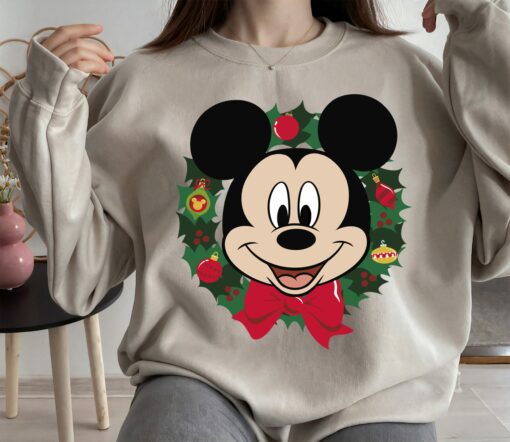 Disneyland Mickey Mouse Christmas Wreath Portrait Sweatshirt Unique Xmas Gift