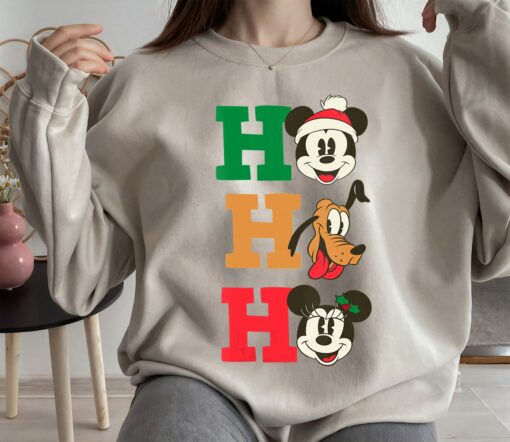 Disneyland Mickey Pluto And Minnie Ho Ho Ho Holiday Sweatshirt Unique Xmas Gift