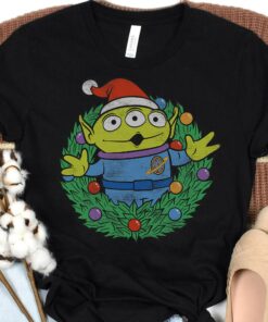 Disneyland Pixar Toy Story Alien Christmas Wreath T-Shirt Cute Aliens Sweatshirt Unique Xmas Gift