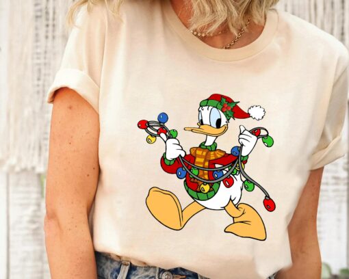 Disneyland Santa Donald Duck Christmas Lights Funny Sweatshirt Unique Xmas Gift