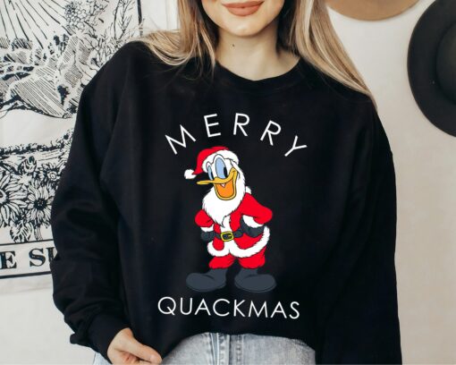 Disneyland Santa Donald Duck Merry Quackmas Holiday Sweatshirt Unique Xmas Gift