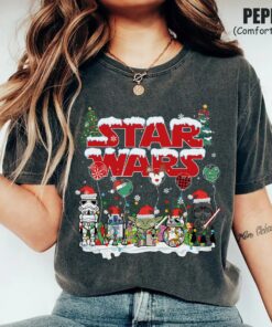 Disneyland Santa Star Wars Characters Yoda Boba Fett Stormtrooper Christmas Light Funny Sweatshirt
