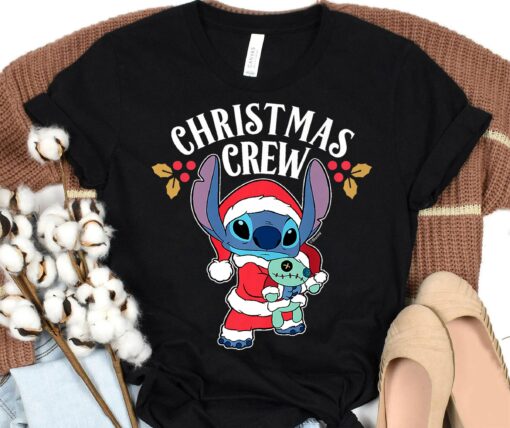 Disneyland Santa Stitch And Scrump Christmas Lights Holiday Christmas Crew Premium Sweatshirt Unique Xmas Gift