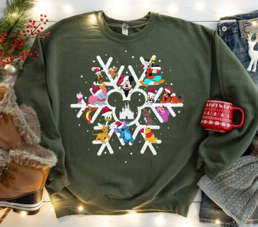 Disneyland Snowflake Magic Kingdom Mickey Christmas Sweatshirt Animation World Cute Unique Xmas Gift