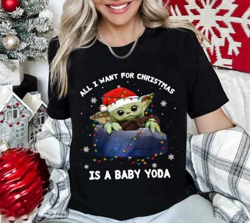 Disneyland Star Wars All I Want For Christmas Is A Baby Yoda Santa Christmas Sweatshirt Lovely Unique Xmas Gift