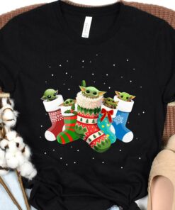 Disneyland Star Wars Baby Yoda In Sock Christmas Lights Sweatshirt Unique Xmas Gift