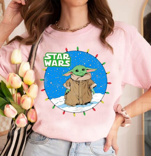 Disneyland Star Wars The Mandalorian The Child Christmas Lights Cute Baby Yoda Sweatshirt Lovely Unique Xmas Gift