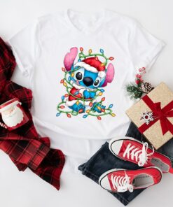 Disneyland Stitch Santa Play With Christmas Lights Sweatshirts