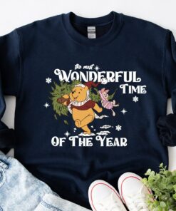 Disneyland The Most Wonderful Time Of The Year Winnie Santa The Pooh Christmas Sweatshirt