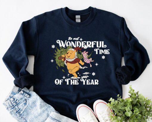 Disneyland The Most Wonderful Time Of The Year Winnie Santa The Pooh Christmas Sweatshirt