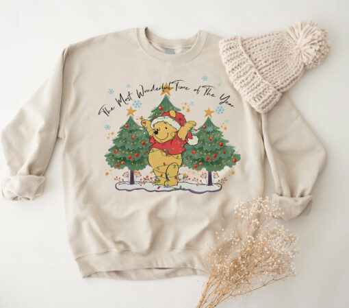 Disneyland The Most Wonderful Time Of The Year Winnie The Pooh Tree Sweatshirt Lovely Unique Xmas Gift