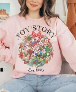 Disneyland Toy Story Characters Est 1995 Christmas Buzz Woody Rex Sweatshir