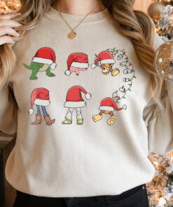 Disneyland Toy Story Characters Woody Buzz Lightyear Slinky Dog Santa Hat With Lights Christmas Sweatshirt