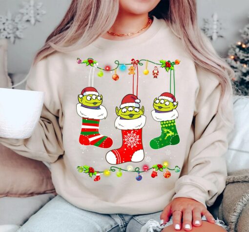 Disneyland Toy Story Santa Alien Christmas Sock Sweatshirt Lovely Unique Xmas Gift