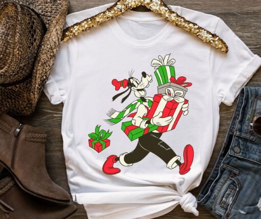 Disneyland Vintage Goofy Holiday Presents Mickey And Friends Characters Christmas Sweatshirt Unique Xmas Gift