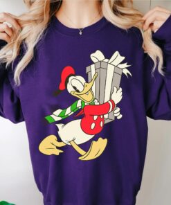 Disneyland Vintage Santa Donald Duck With Holiday Present Cute Sweatshirt Unique Xmas Gift