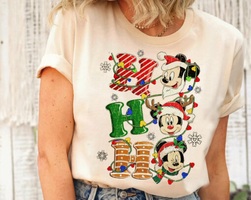 DisneylandHo Ho ho Mickey Mouse Christmas Lights Sweatshirt Lovely Unique Xmas Gift