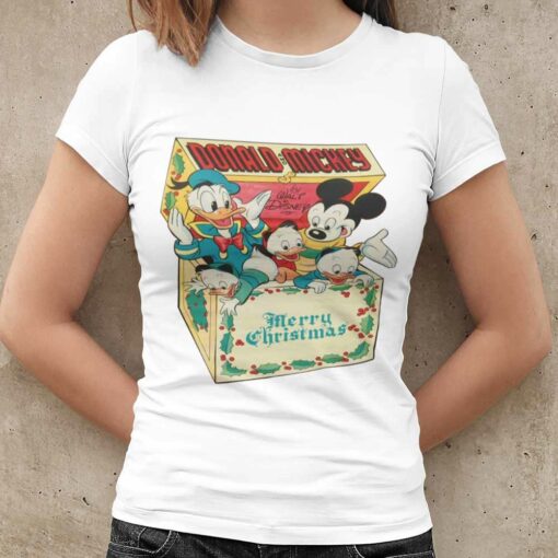 Donald Duck And Mickey Merry Christmas Box T-shirt