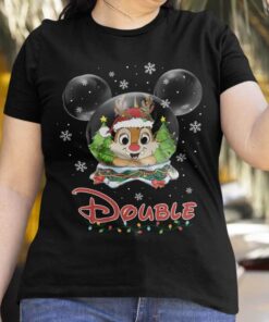 Double Mickey Snow Globe Christmas T-Shirt Chip n’ Dale