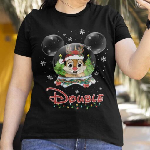 Double Mickey Snow Globe Christmas T-Shirt Chip n’ Dale