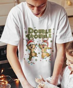 Double Trouble Costume Santa Reindeer Light Christmas T-shirt Chip n’ Dale