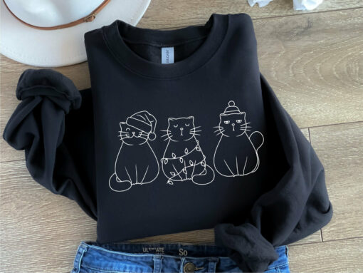 Fat Cute Cat Christmas Sweatshirt Lovely Unique Xmas Gift