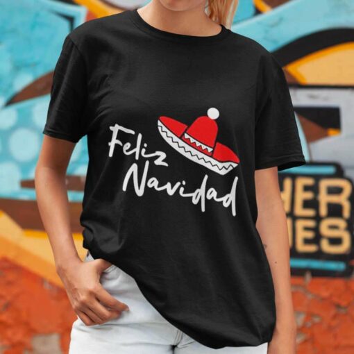 Feliz Navidad Merry Christmas Santa Hat T-shirt