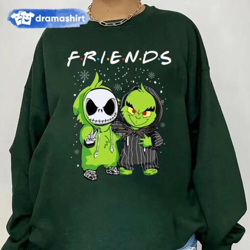 Friends Grinch and Jack Skellington Christmas Sweatshirt