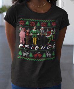 Friends Ralphie Kevin Elf Clark Griswold Grinch Christmas Black Tee