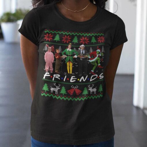 Friends Ralphie Kevin Elf Clark Griswold Grinch Christmas Black Tee