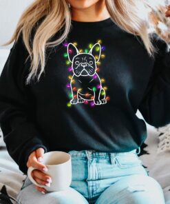 Funny Bulldog Christmas Lights Sweatshirt Lovely Unique Xmas Gift