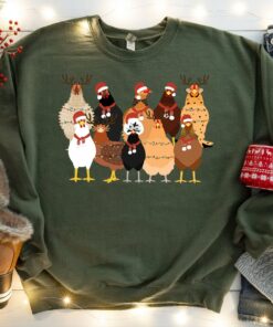 Funny Chicken Christmas Lights Farm Animal Sweatshirt Unique Xmas Gift