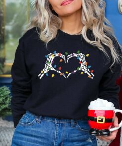 Funny Christmas Lights Skeleton Heart Hands Humor Unique Xmas Gift