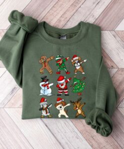 Funny Christmas Santa And Gingerbread Cookies Dabbing Sweatshirt