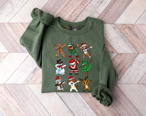 Funny Christmas Santa And Gingerbread Cookies Dabbing Sweatshirt