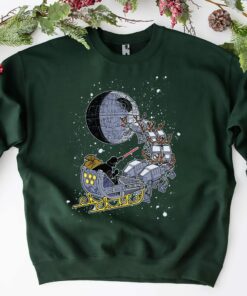 Funny Disneyland Star Wars Santa Darth Vader Open Sleigh Christmas Lights Sweatshirt
